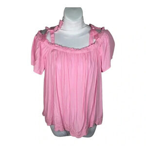 🌸 Justice‎ Pink Rayon Cold Shoulder Top